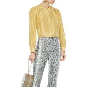 MASSCOB Gathered silk-shantung shirt	in PASTEL Y PASTEL YELLOW size M